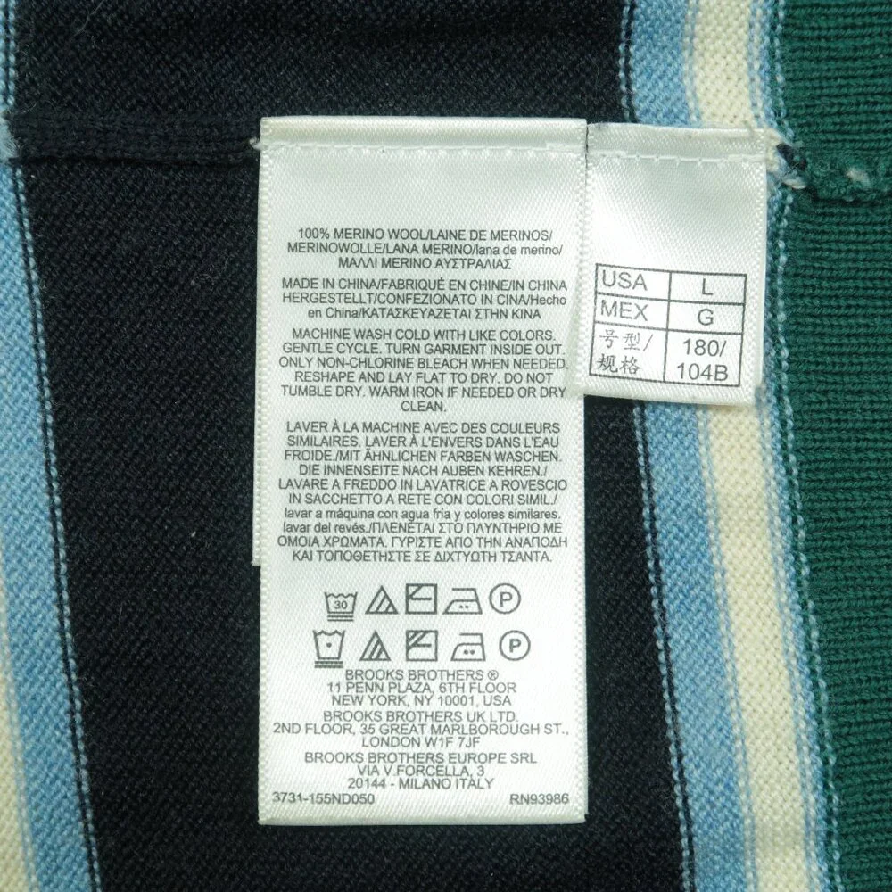Brooks Brothers Merino Wool 1/4 Zip Sweater Mens XL Blue Green Pullover BB1
